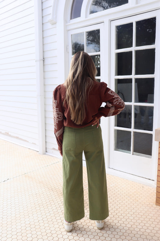 Olive Patch Pocket Pants