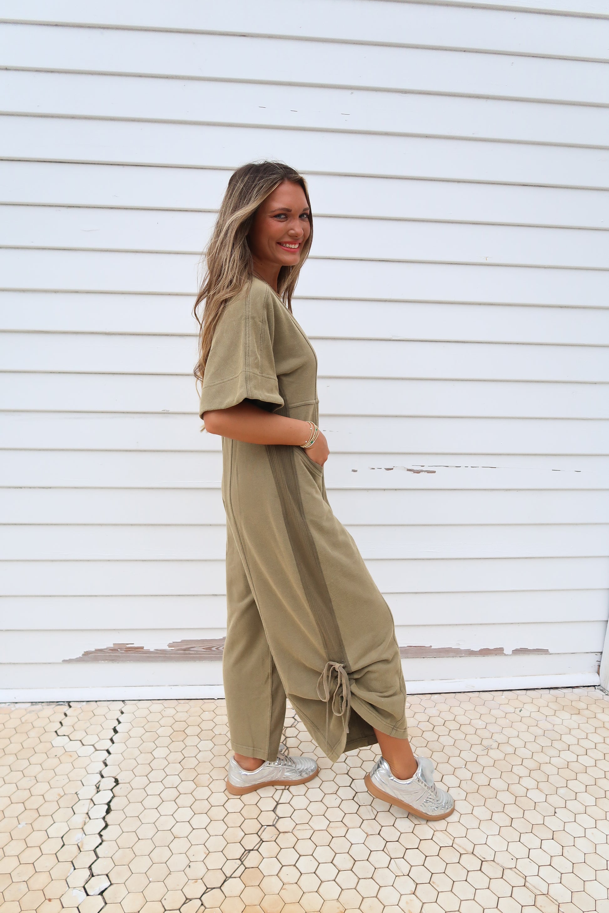 Wide-Leg Olive Jumpsuit