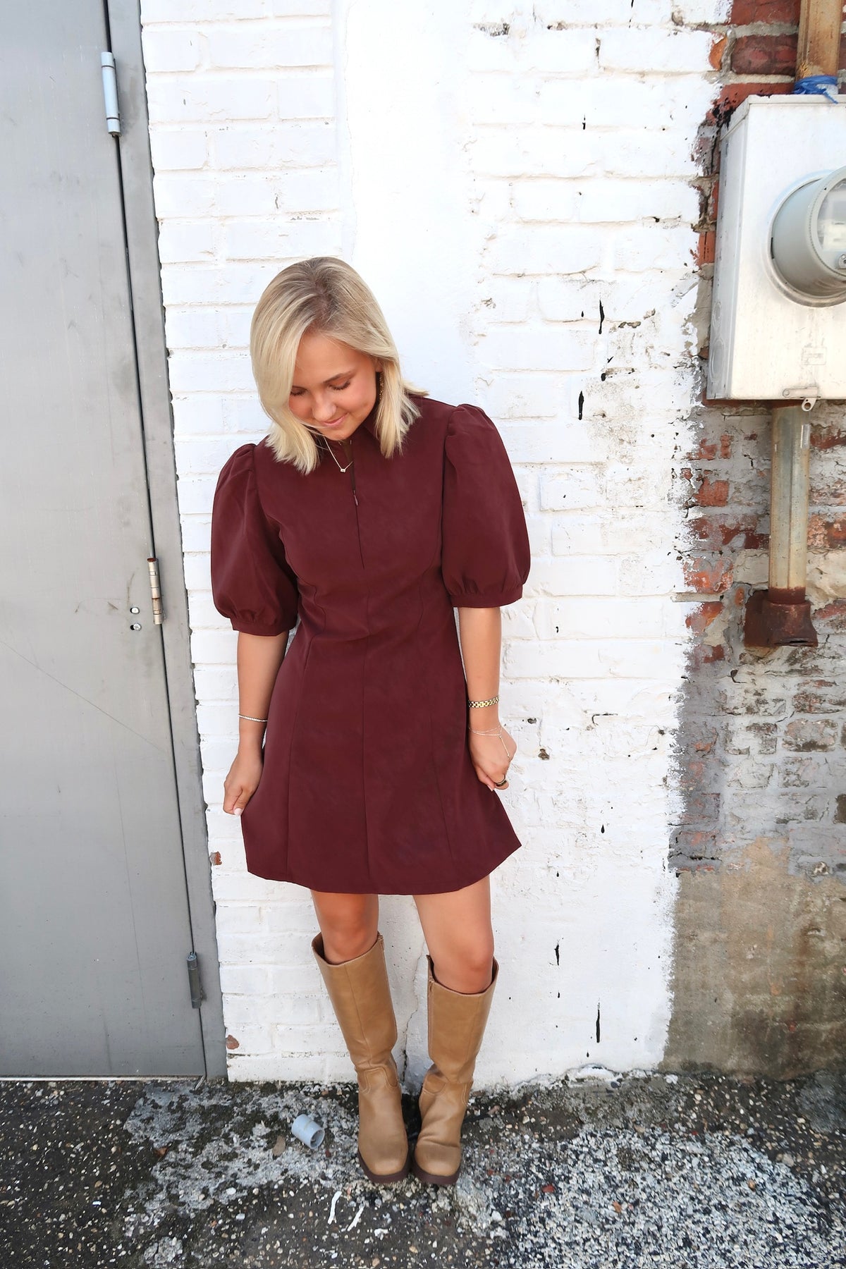 Shannon Burgundy Mini Dress