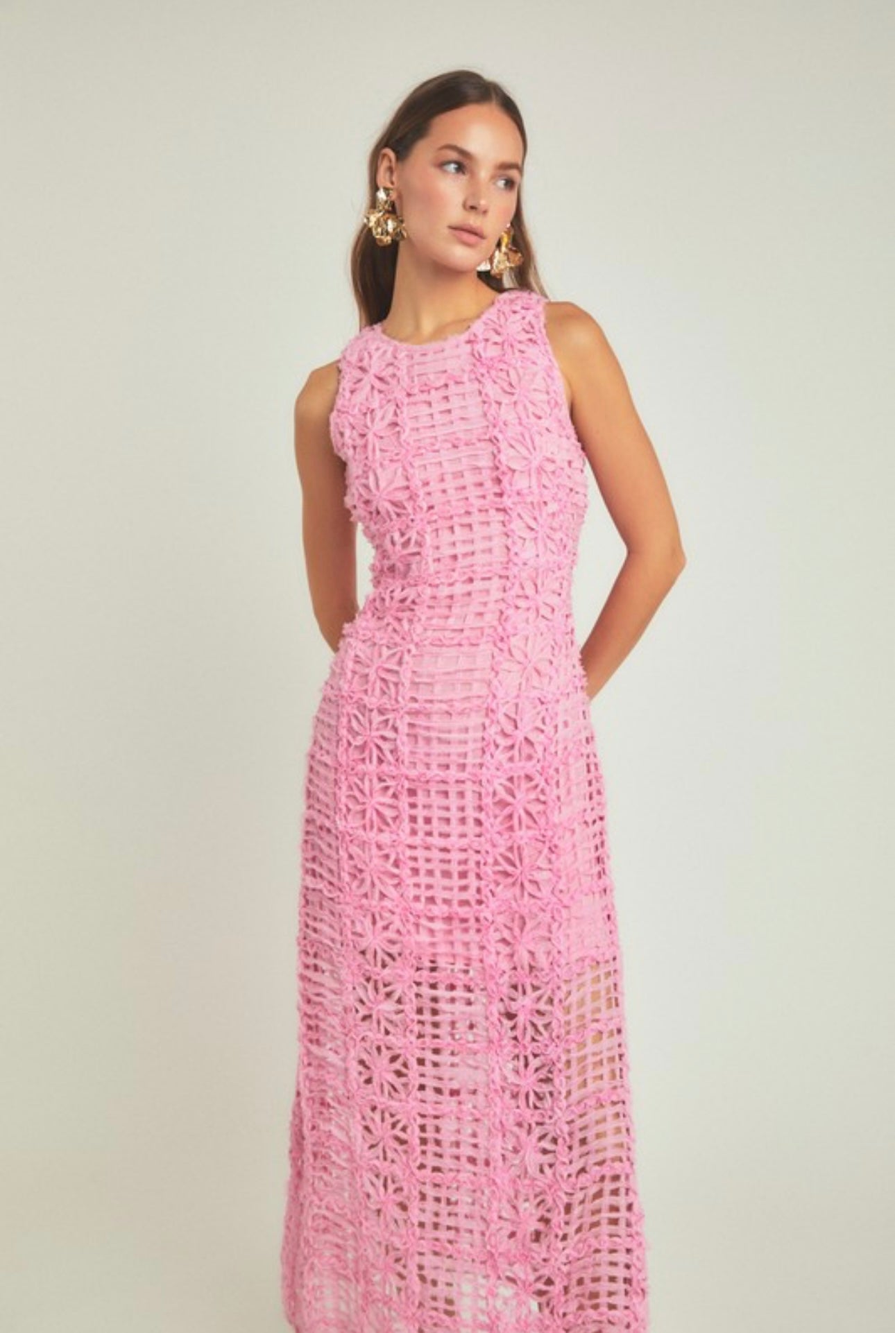 Textured Sleeveless Maxi Dress