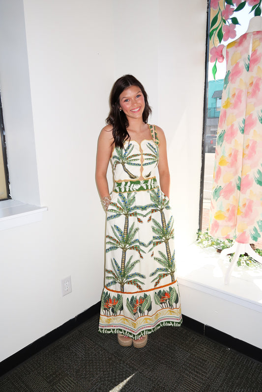 Cabo Tropical Print Midi Dress