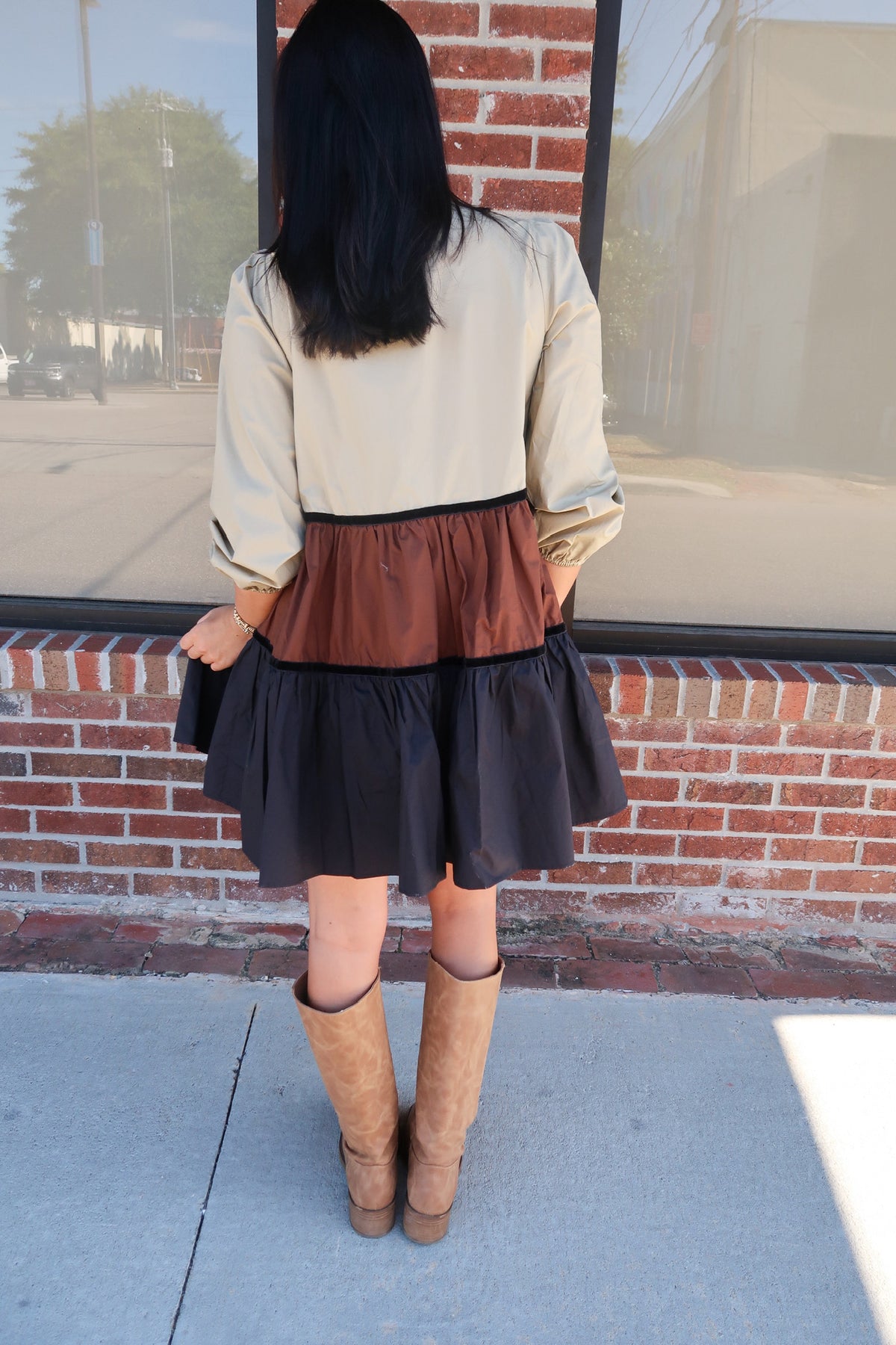 Victoria Velvet Tiered Mini Shirtdress