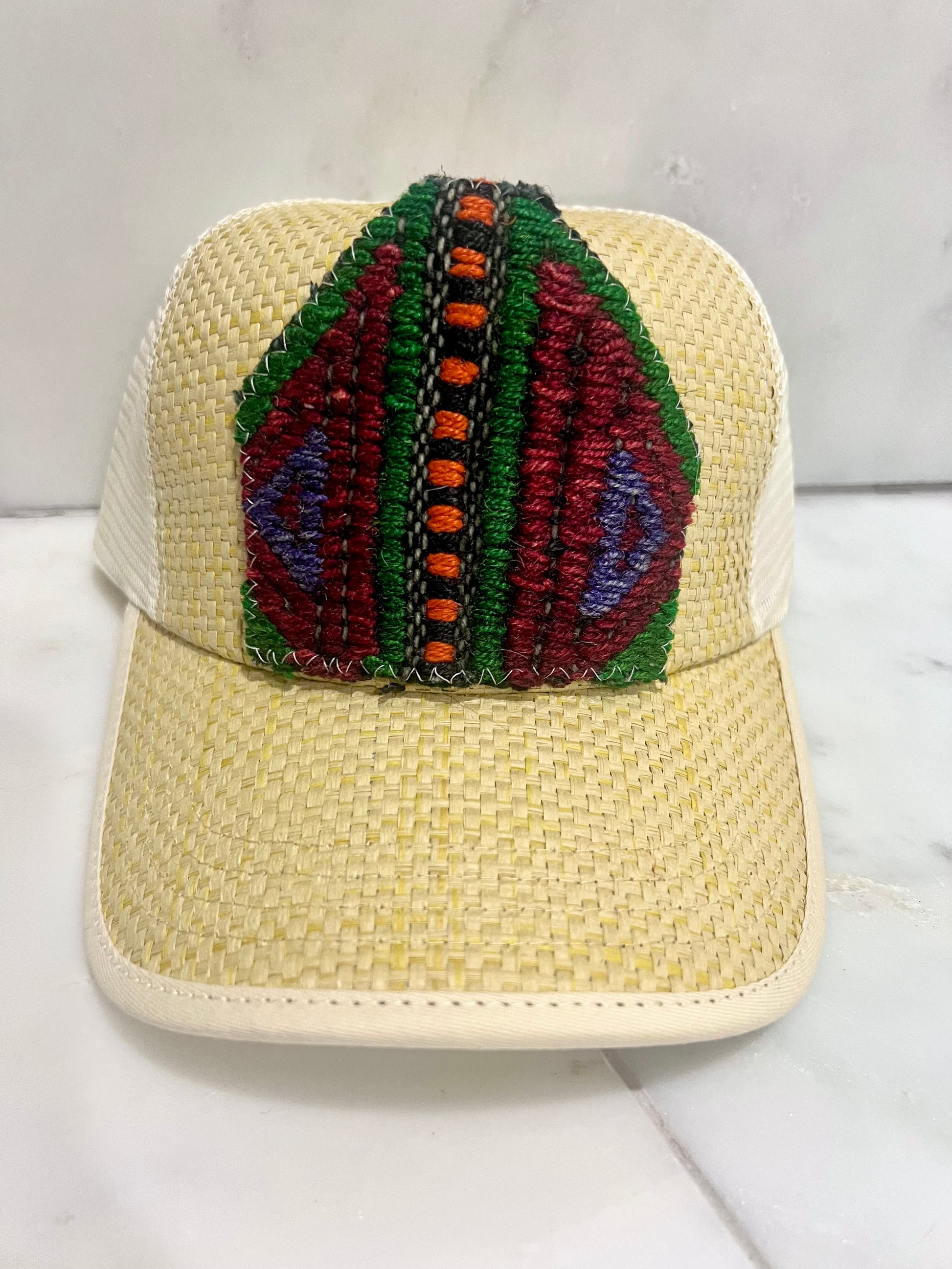 Patchwork Trucker Hat- Straw