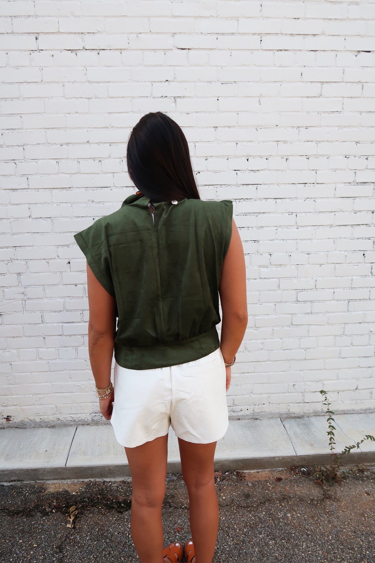 Olive Suede High Neck Top