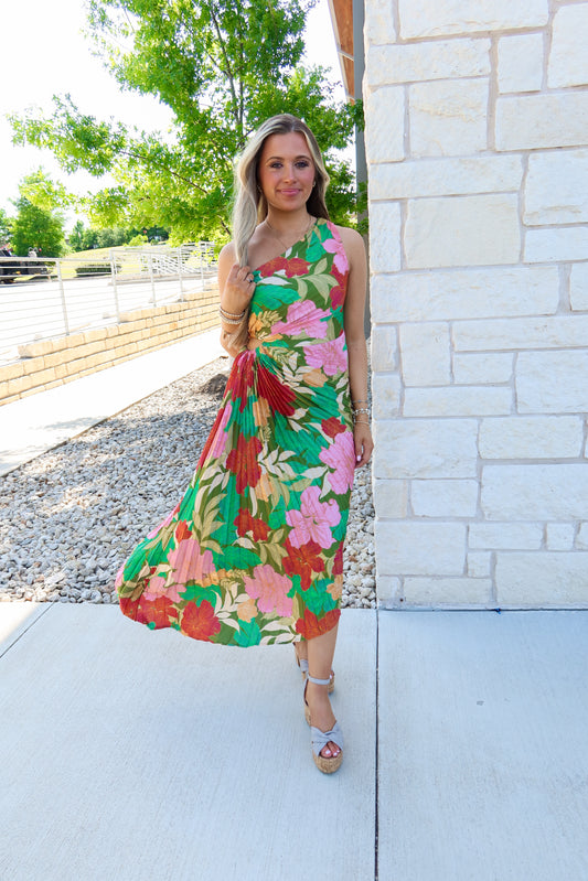 Ibiza Pleated Midi Dress