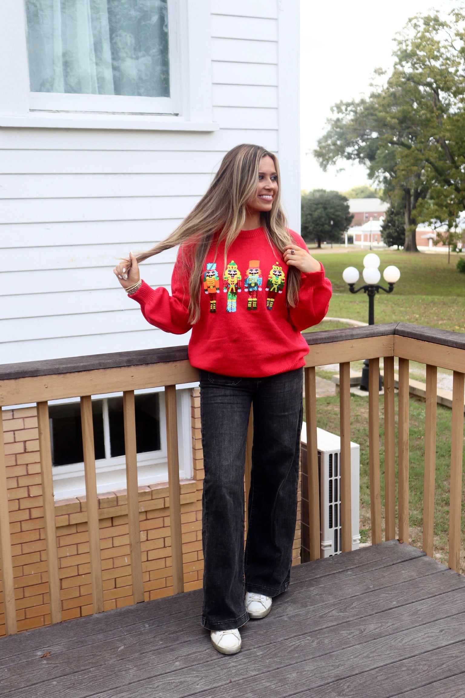 Nutcracker Sequin Sweater-Red