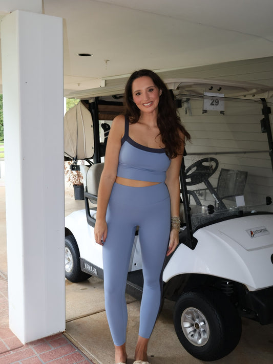 Contrast Block Tank- Dusty Blue & Navy