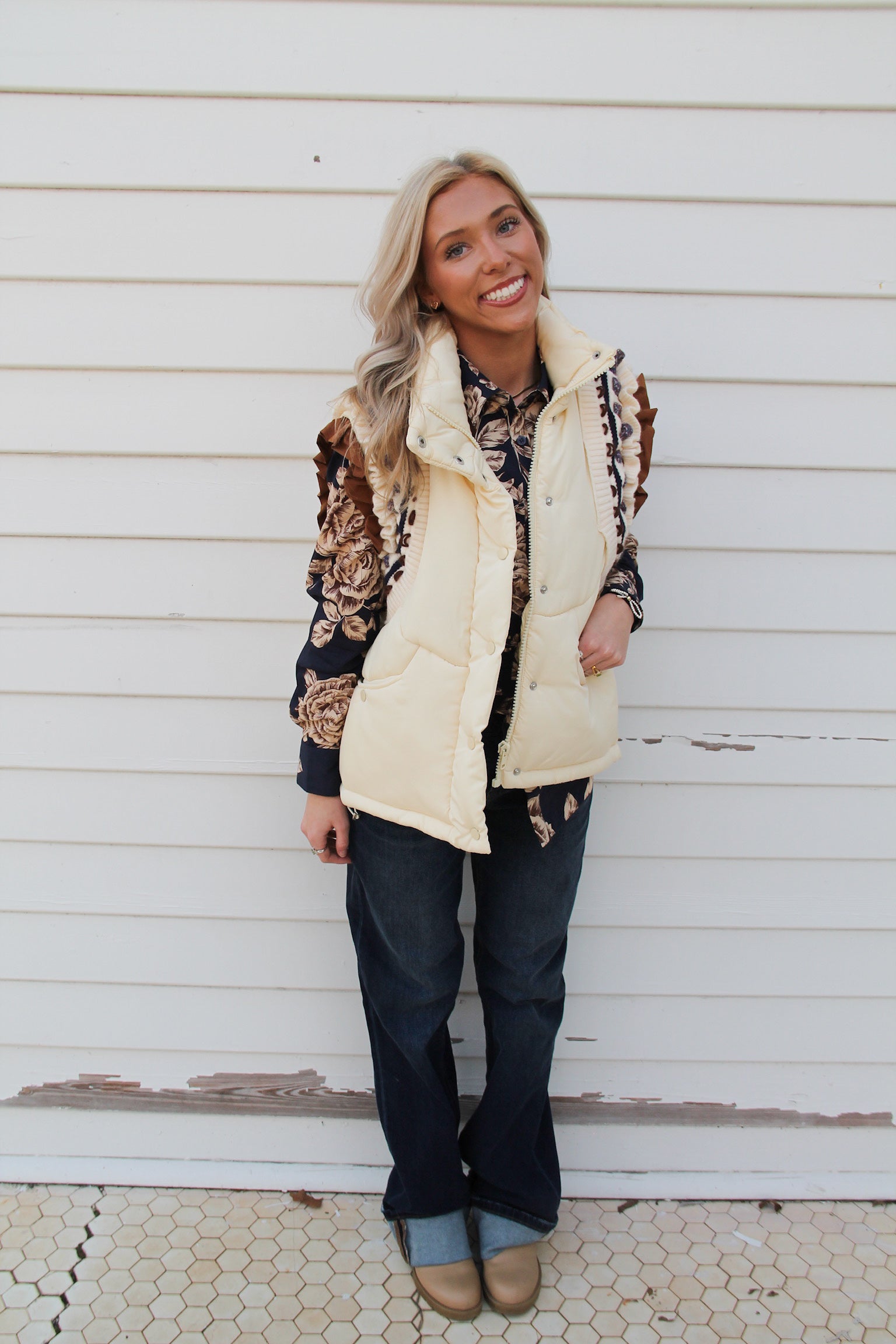 Sweater Trimmed Puffer Vest