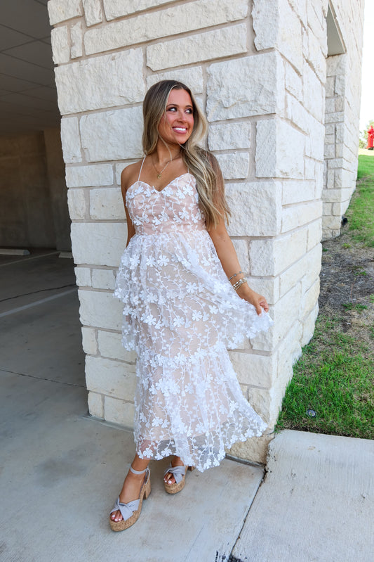 Abigail White Tiered Dress