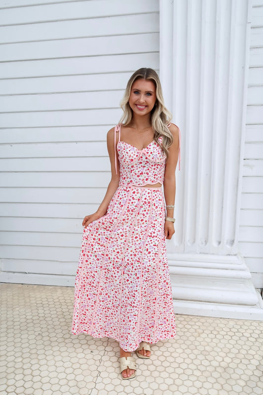 Cherry & Floral Skirt Set