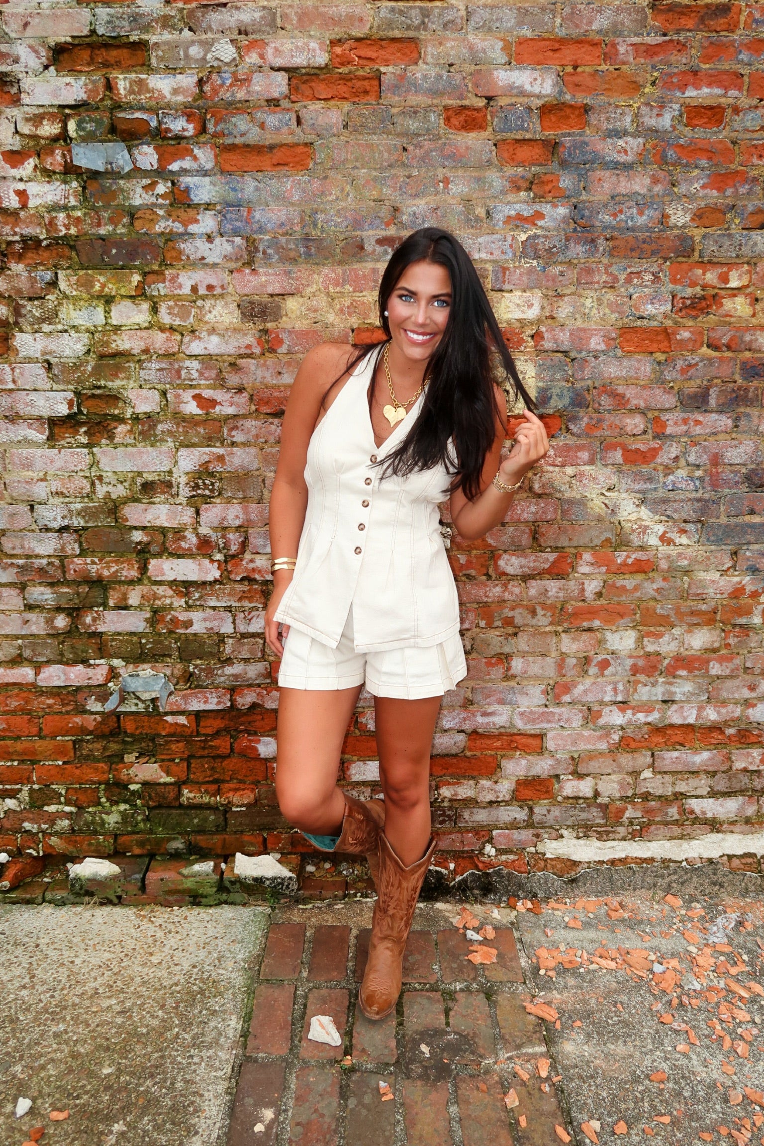 Haley Halter Shorts Set-Beige