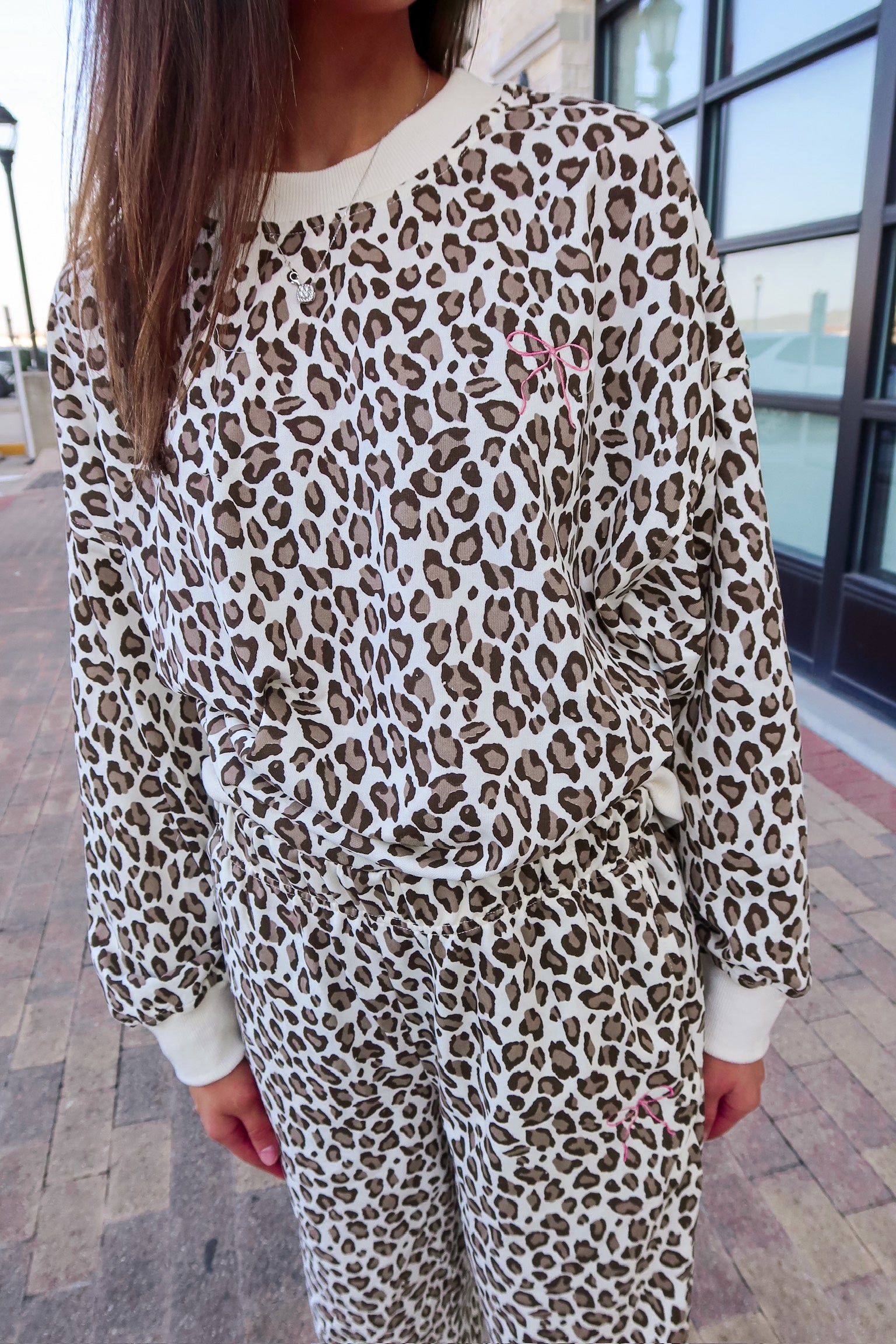 Leopard Bow Detail Lounge Set