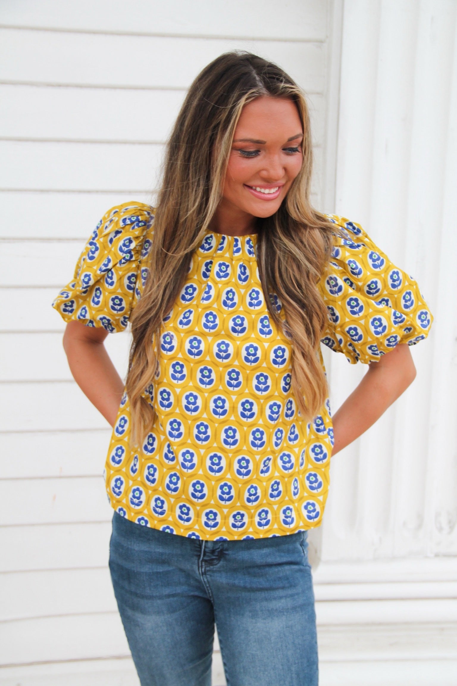 Moxie Floral Puffed Sleeve Top