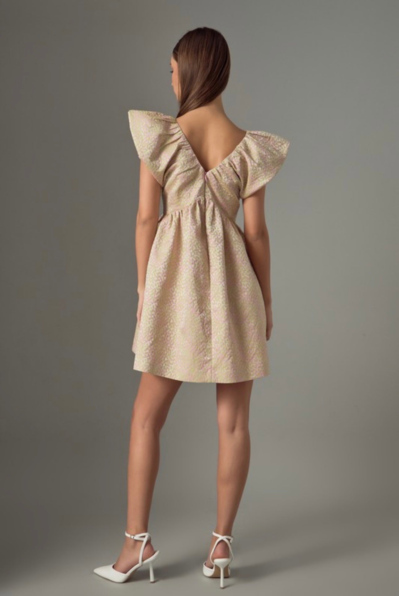 Pink/Green Jacquard Mini Dress