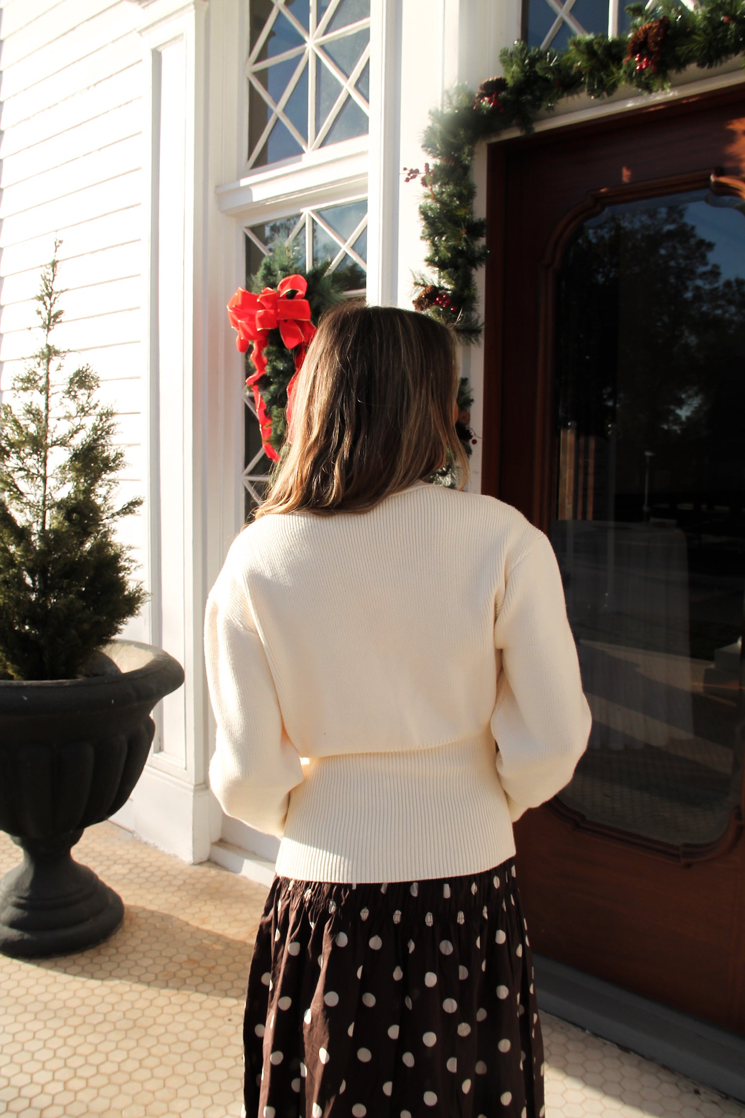 Hannah Gold Button Cardigan- Cream