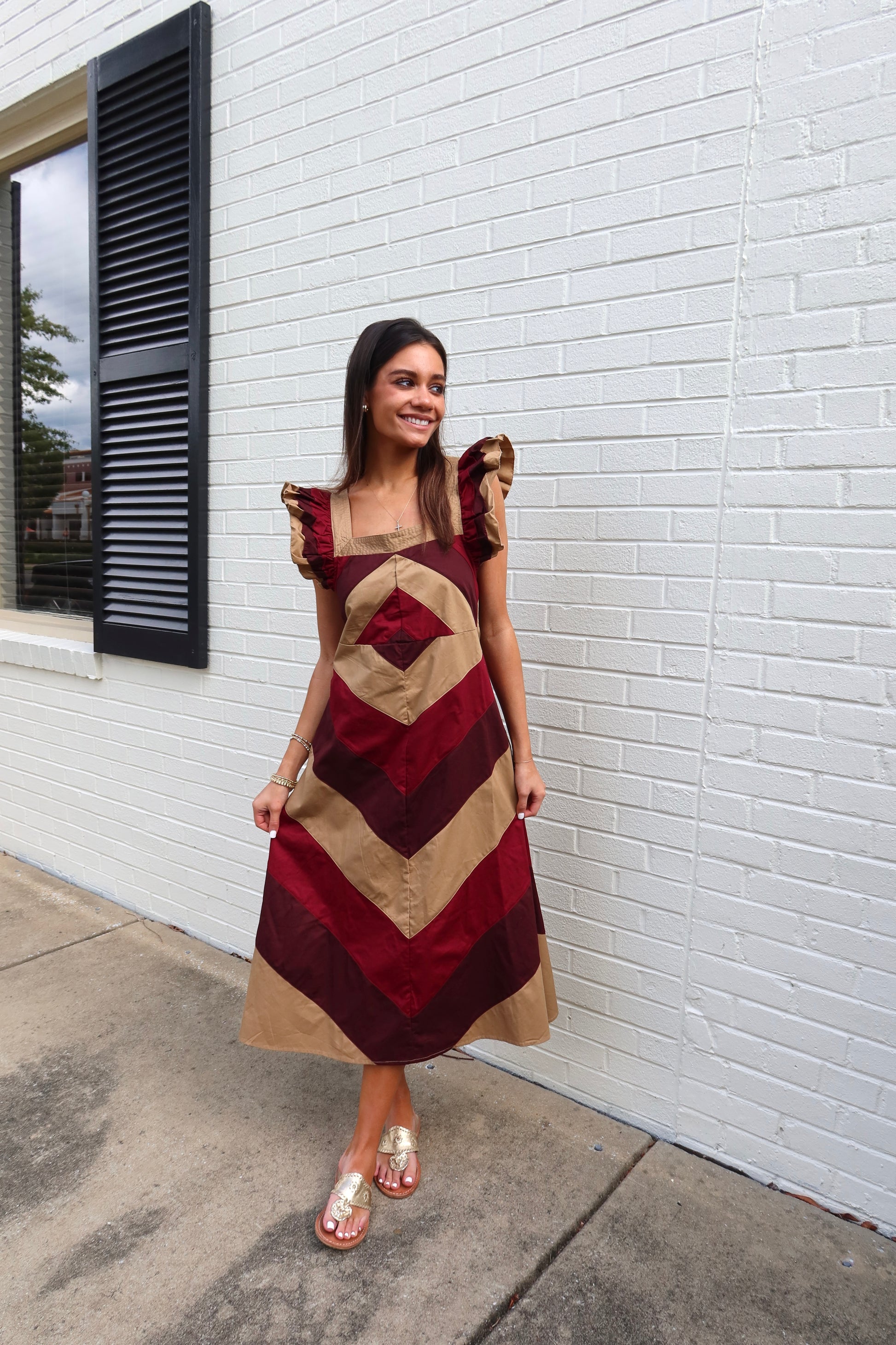 Brown Chevron Multi Dress