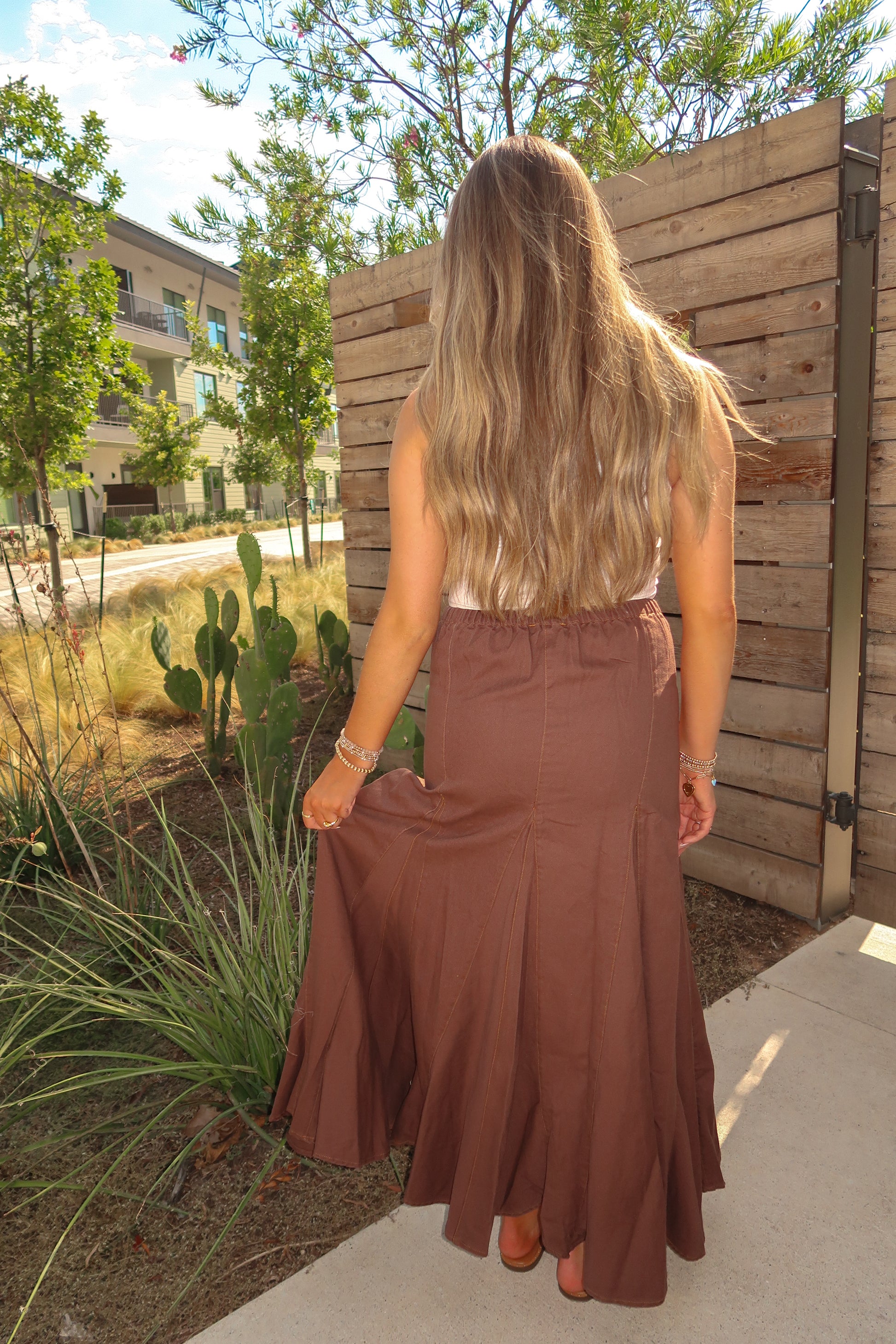 Brown Flared Skirt