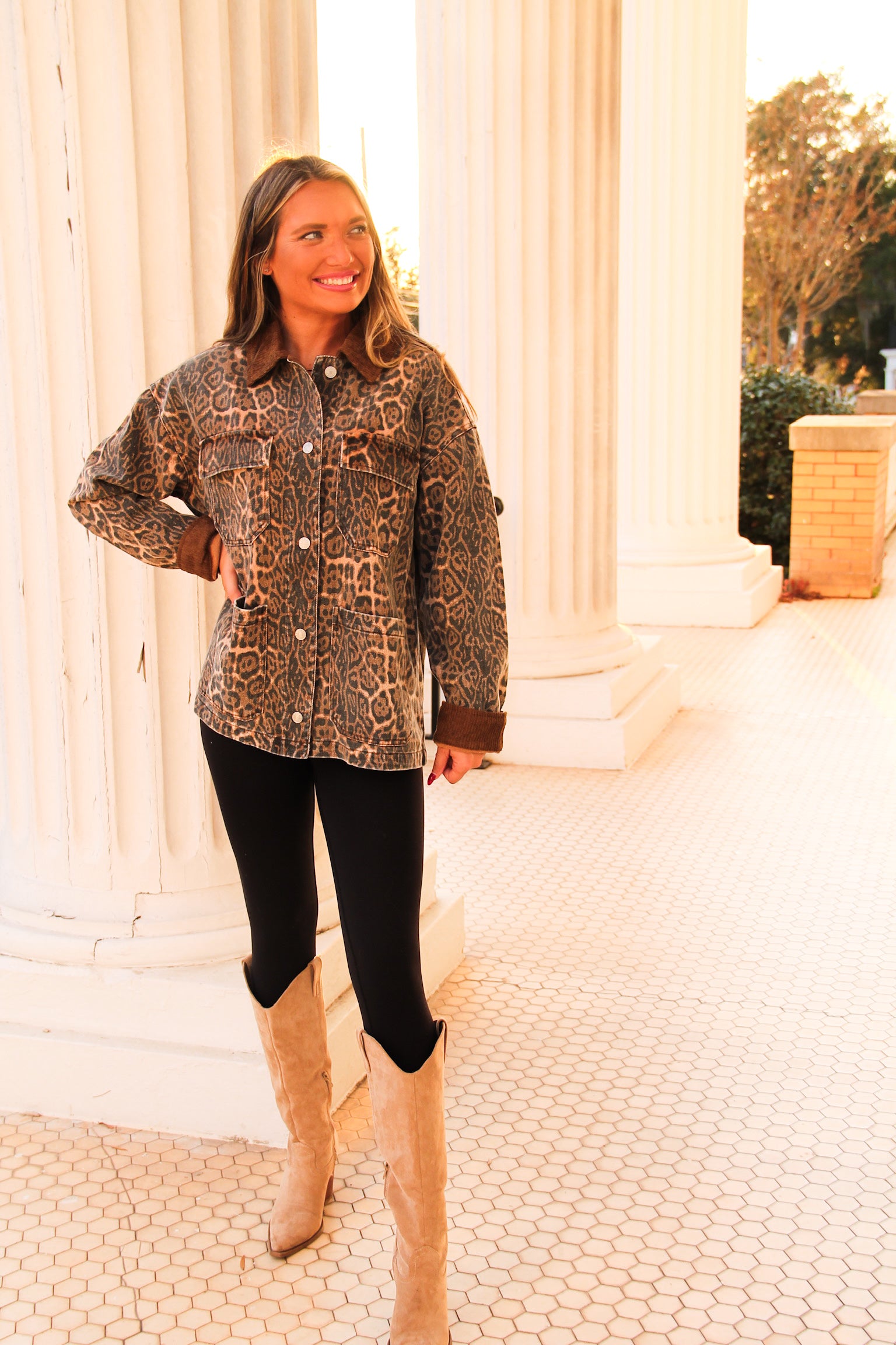 Leopard Print Barn Jacket- Mocha
