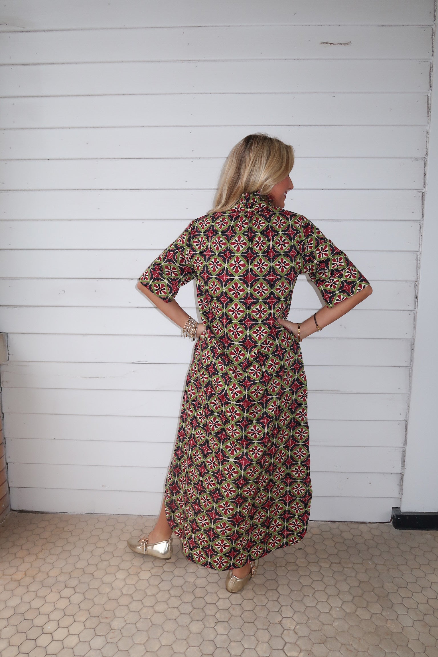 Mosiac Maxi Dress-Wine