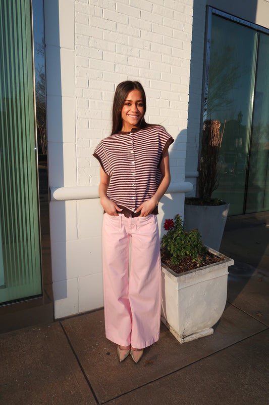 Wine & Pink Stripe Vest