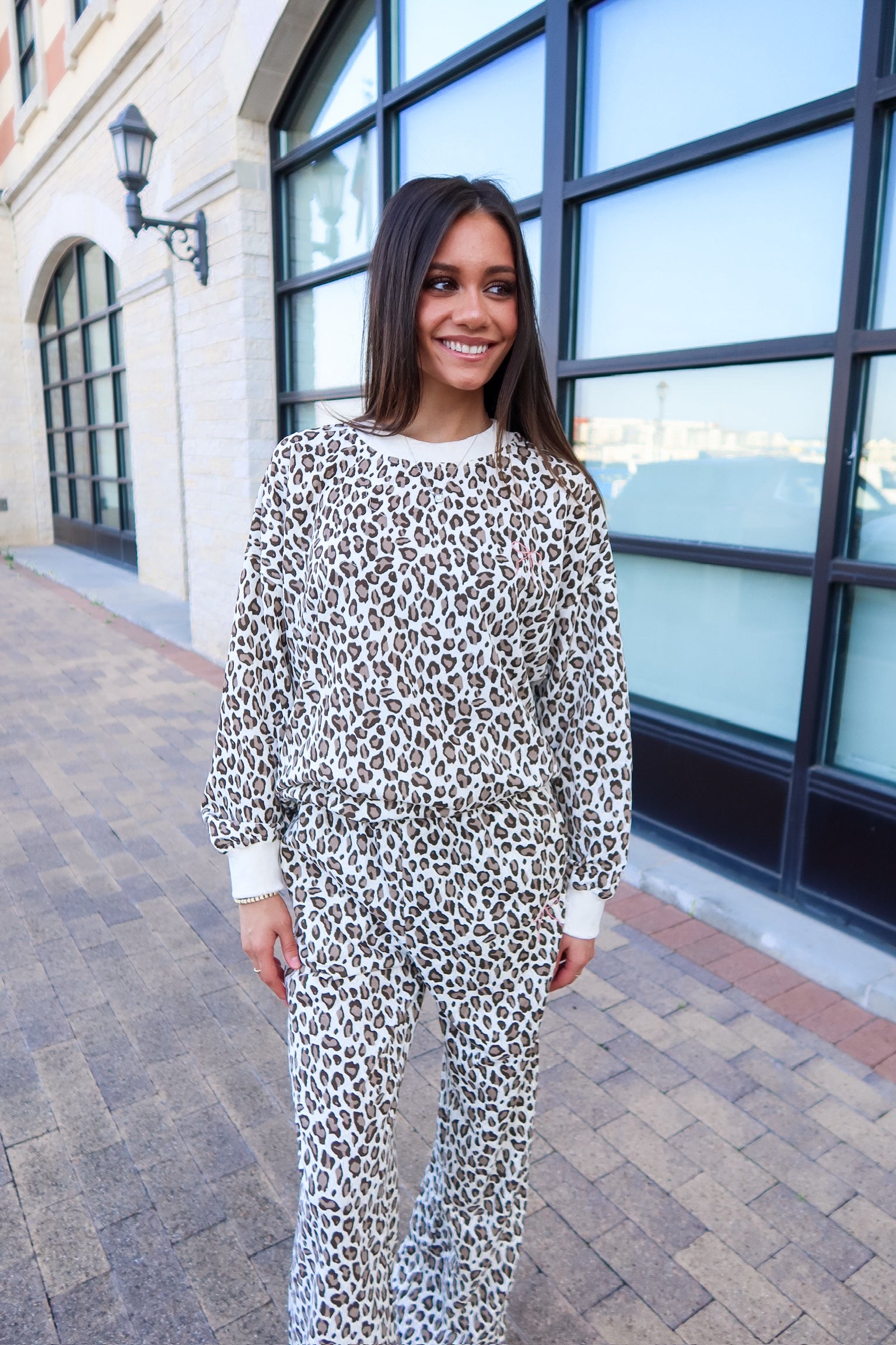 Leopard Bow Detail Lounge Set