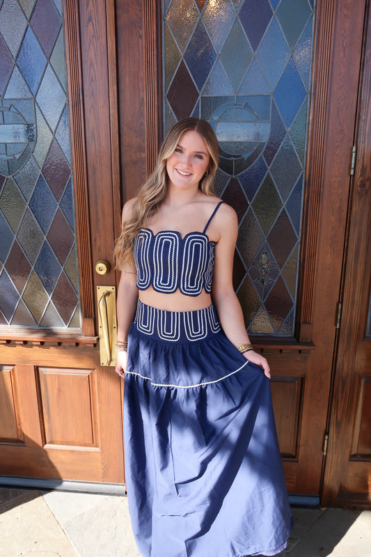 Navy / Silver Game Day Skirt Set