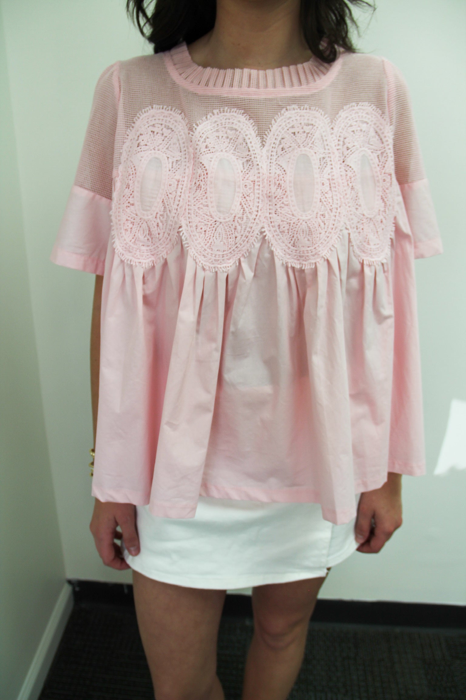 Pink Lace Applique Top