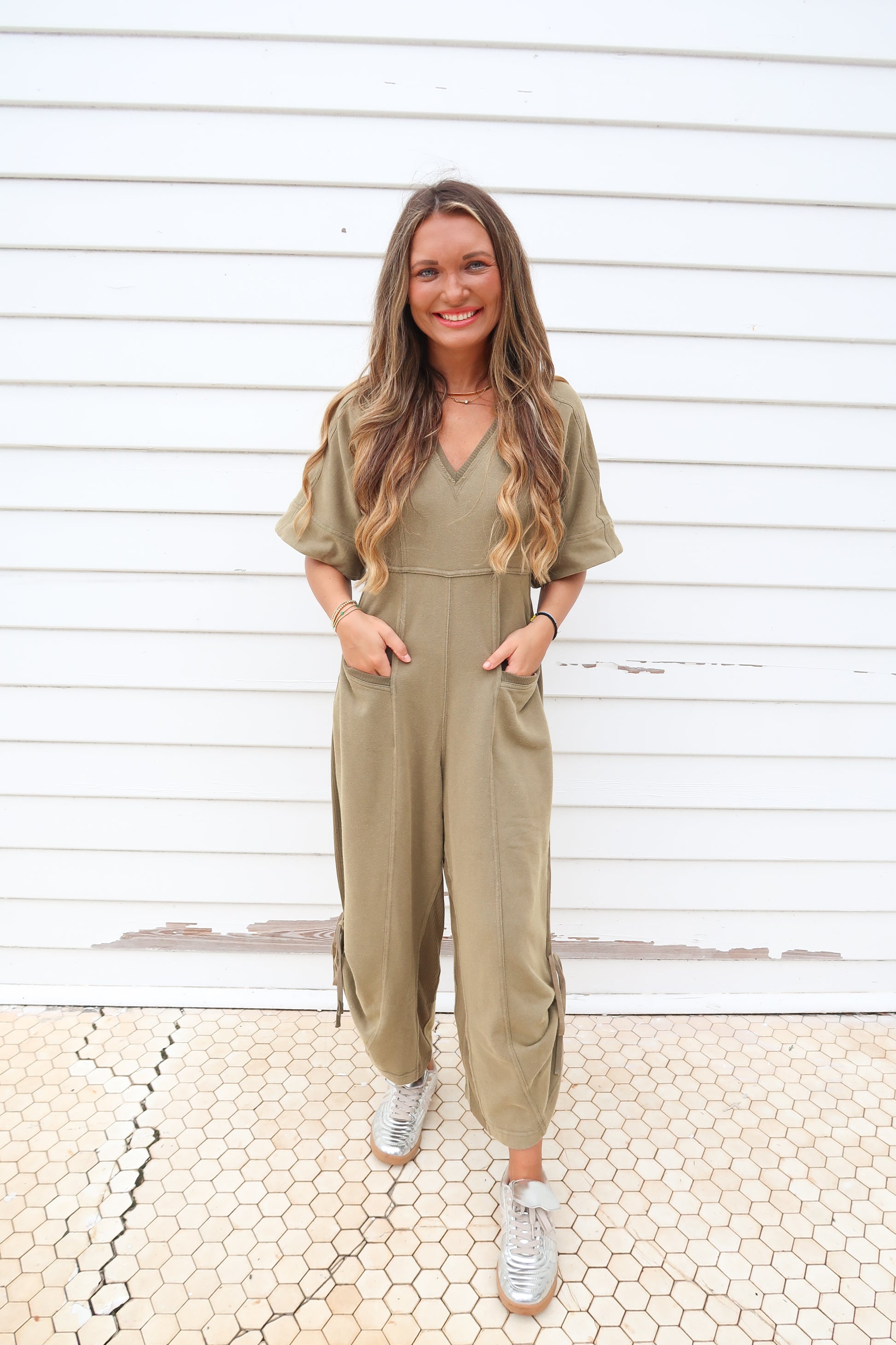 Wide-Leg Olive Jumpsuit