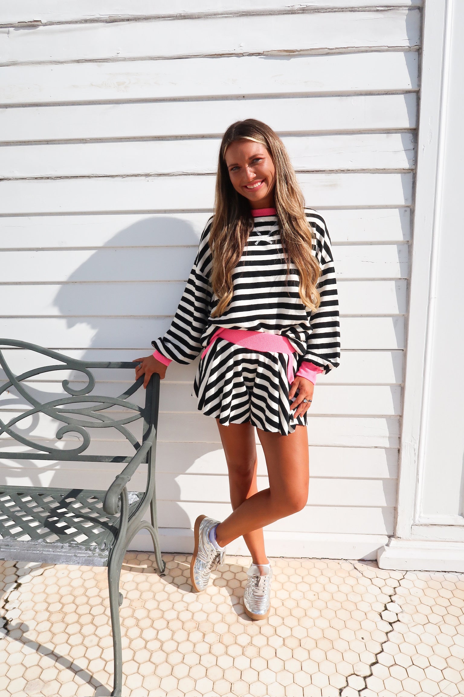 Black & White Striped Short Set