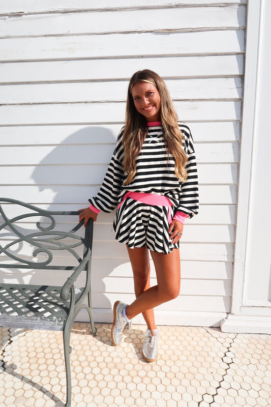 Black & White Striped Short Set