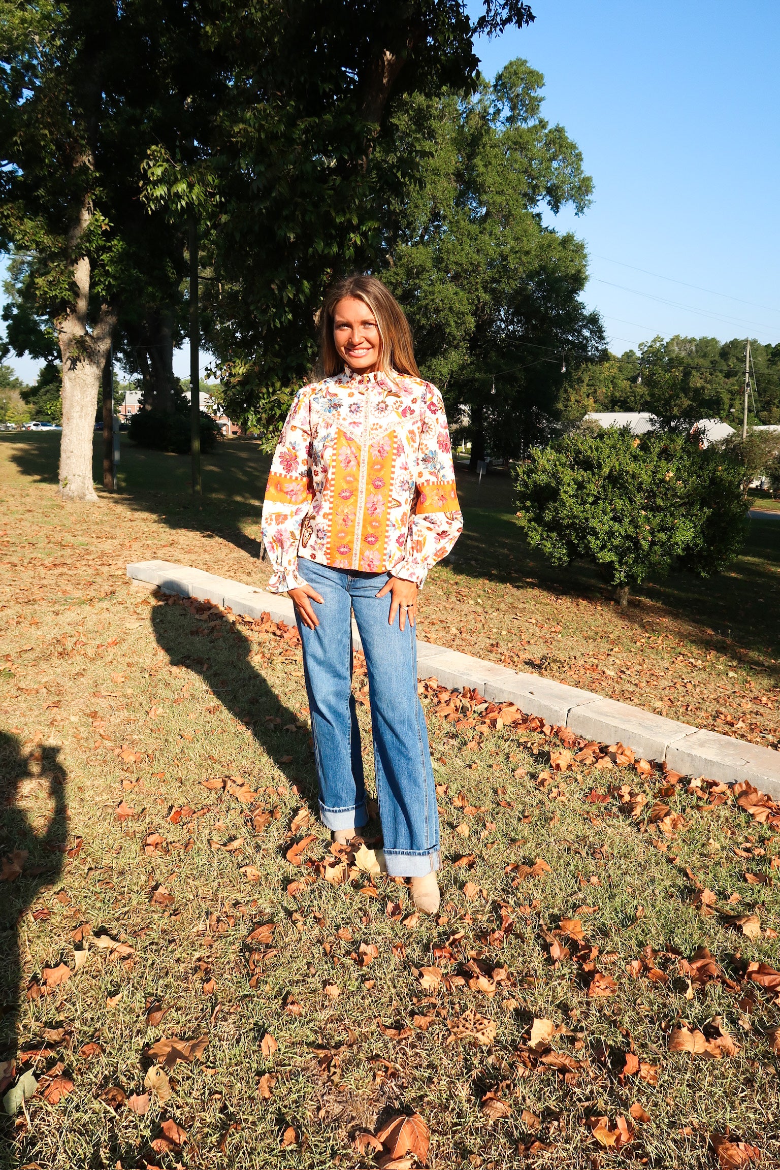 Autumn Floral Top- Ivory