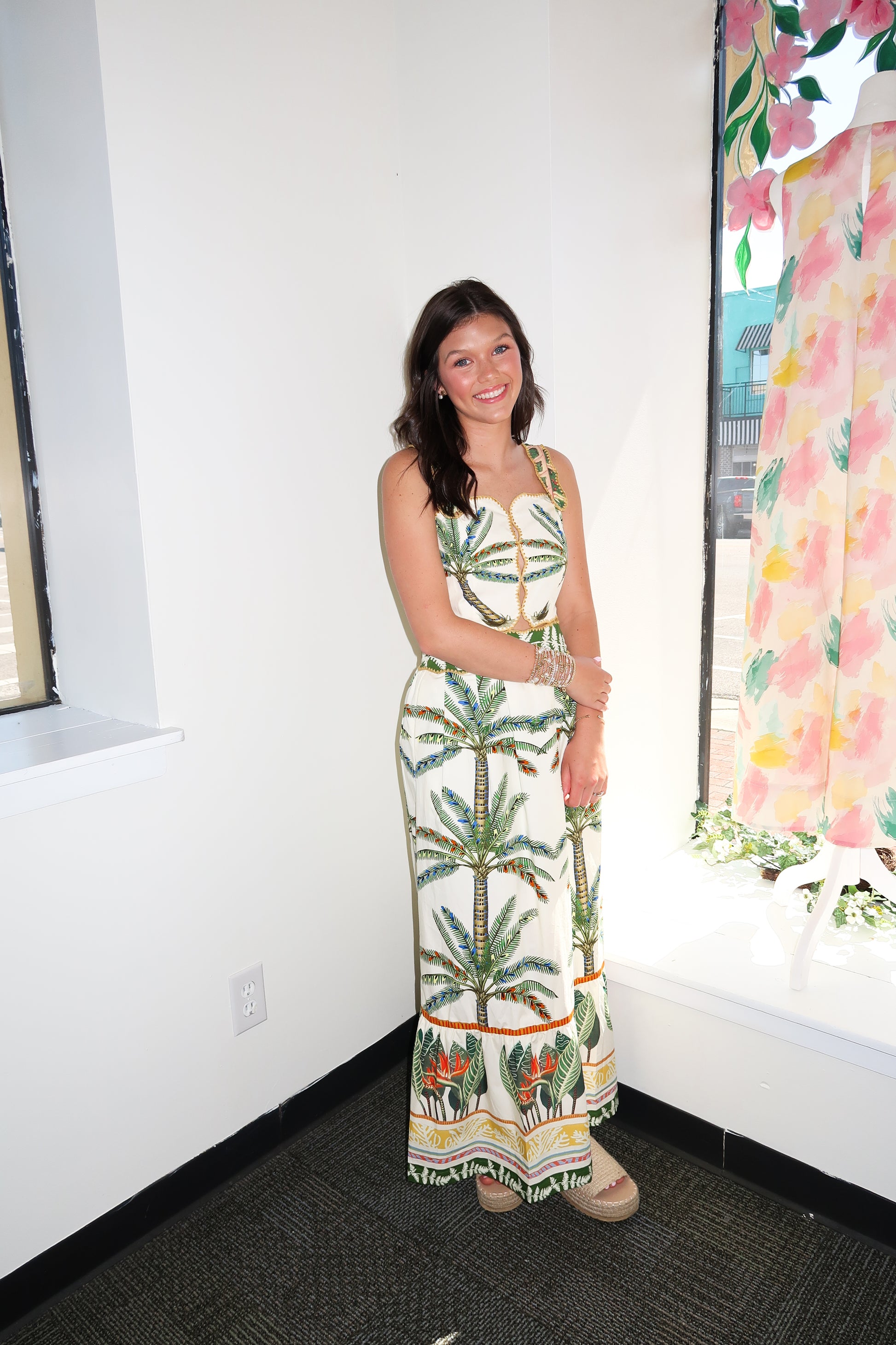 Cabo Tropical Print Midi Dress