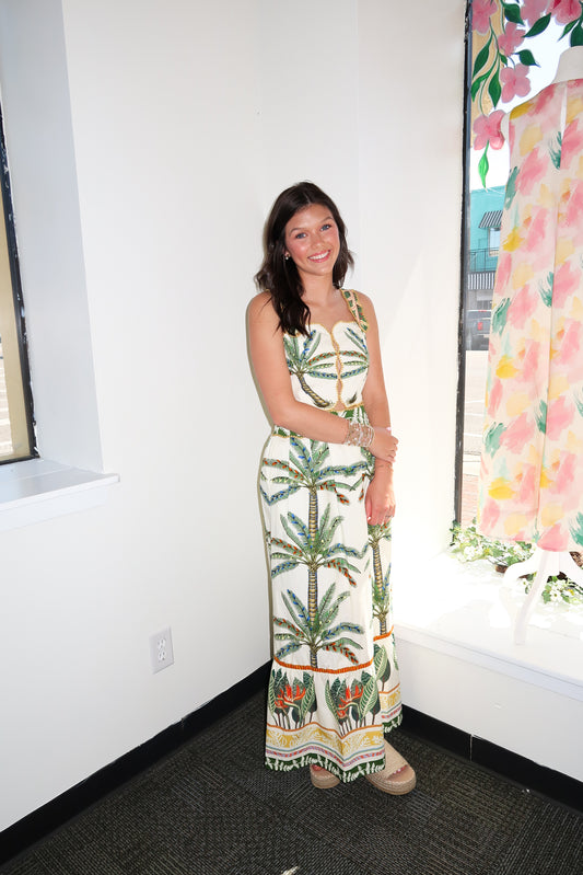 Cabo Tropical Print Midi Dress