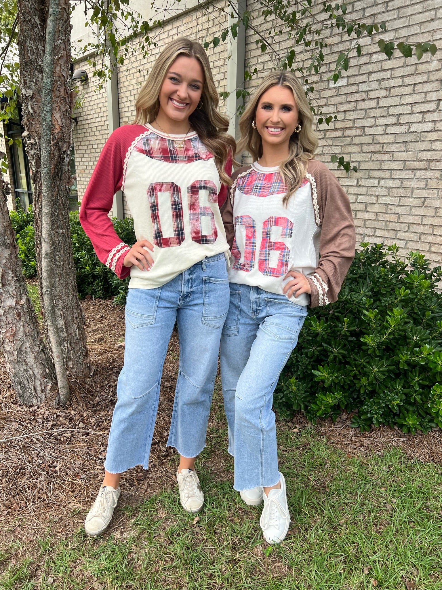 Varsity Waffle Knit Top-Chocolate