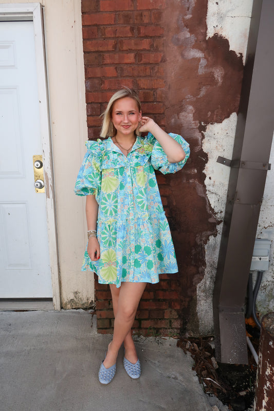Lilah Floral Ruffled Shoulder Dress