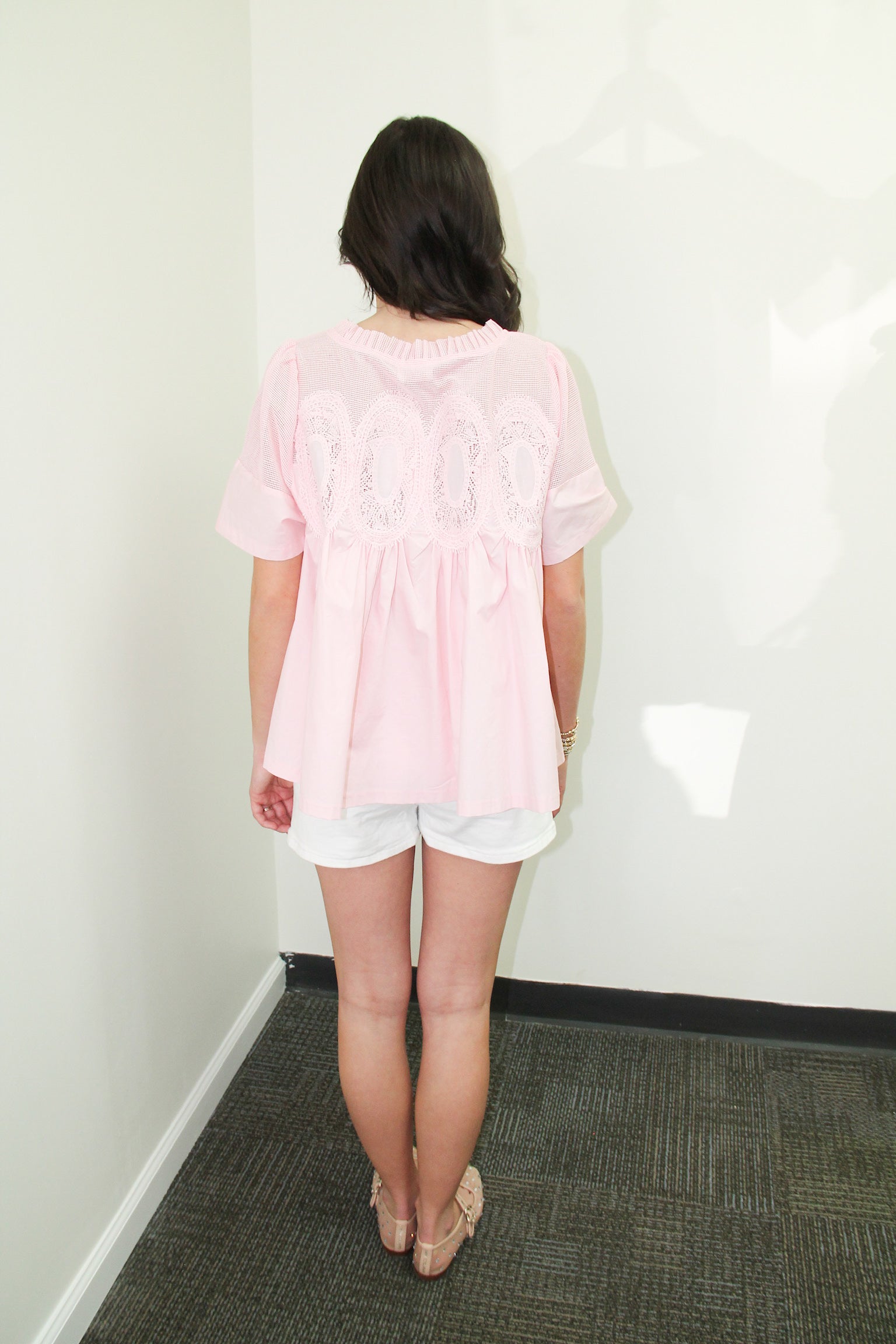 Pink Lace Applique Top