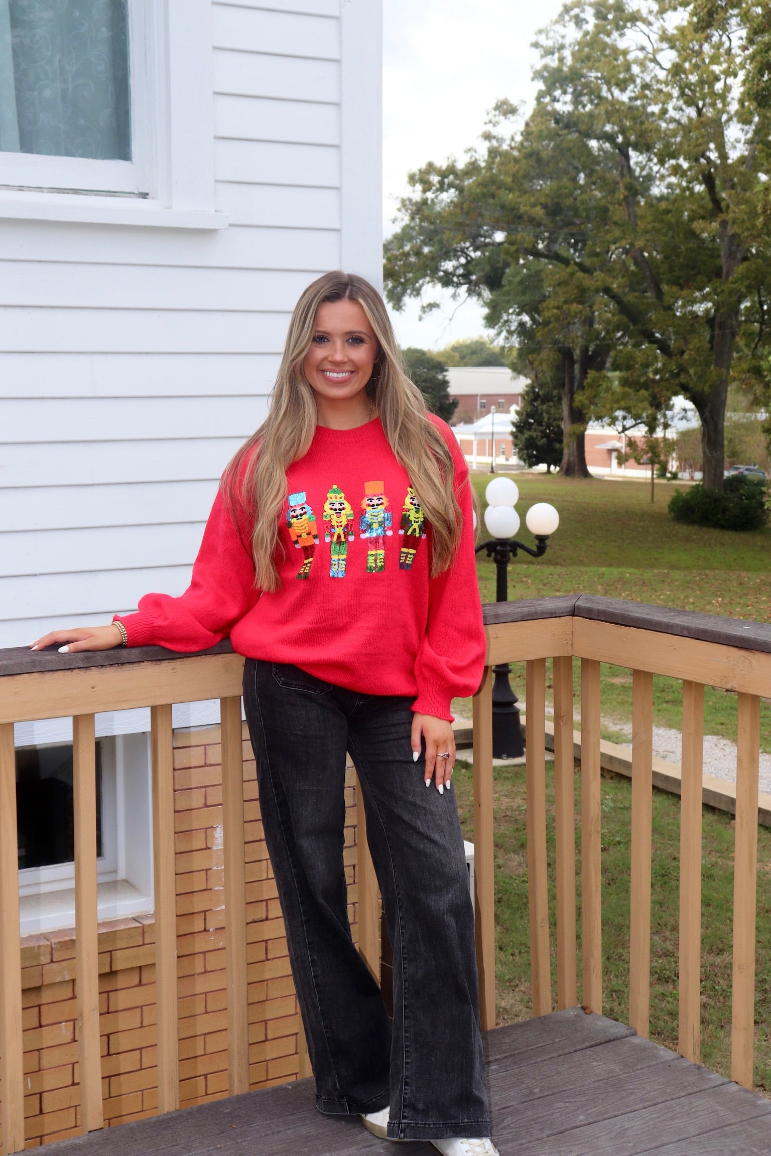 Nutcracker Sequin Sweater-Red