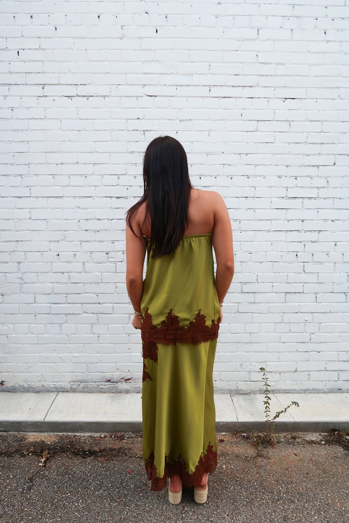 Collette Green and Brown Lace Set