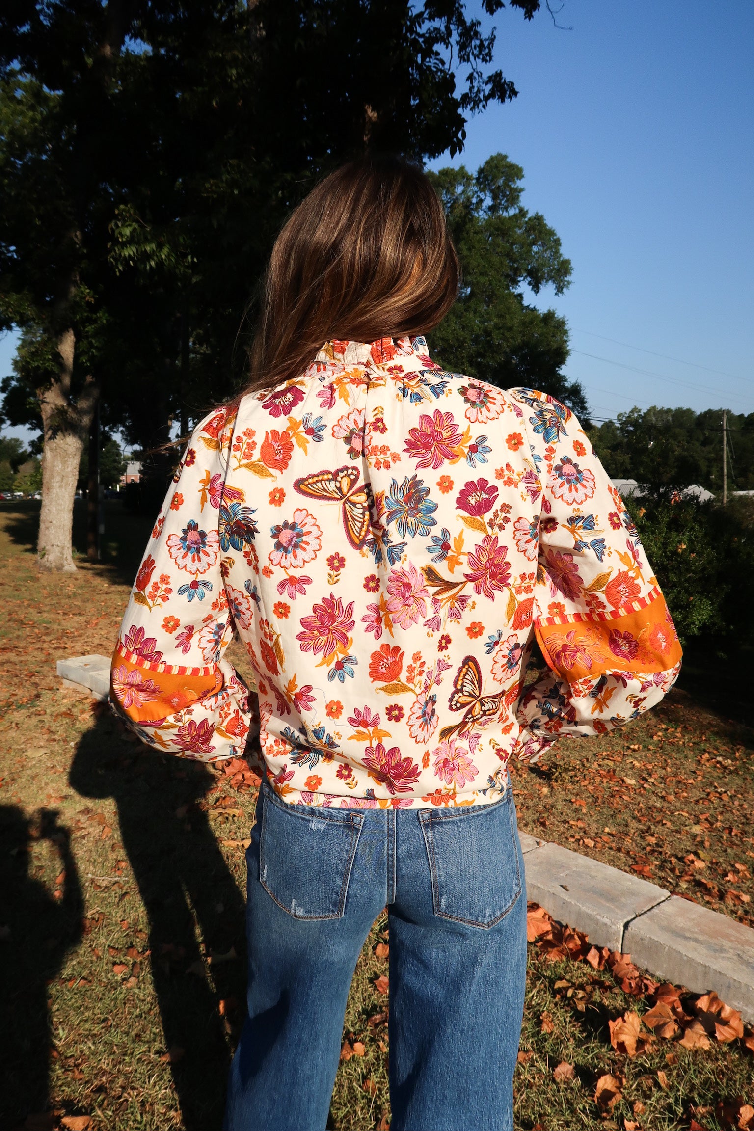 Autumn Floral Top- Ivory