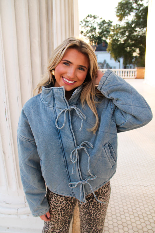 Bow Detail  Denim Jacket