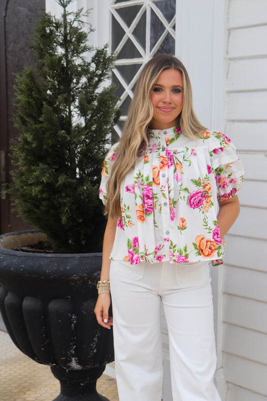 Alexia White Floral Top
