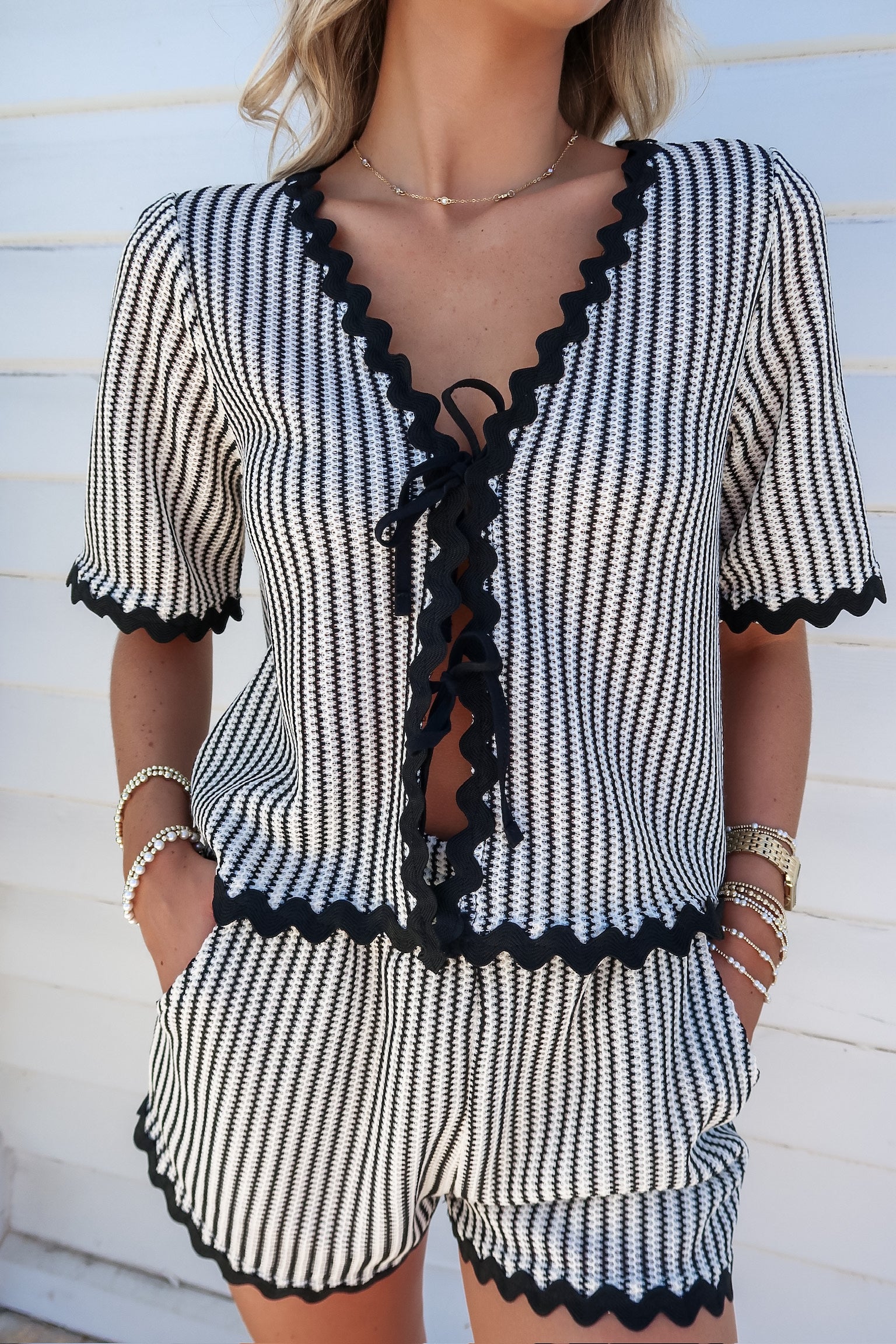 Ric Rac Striped Shorts Set