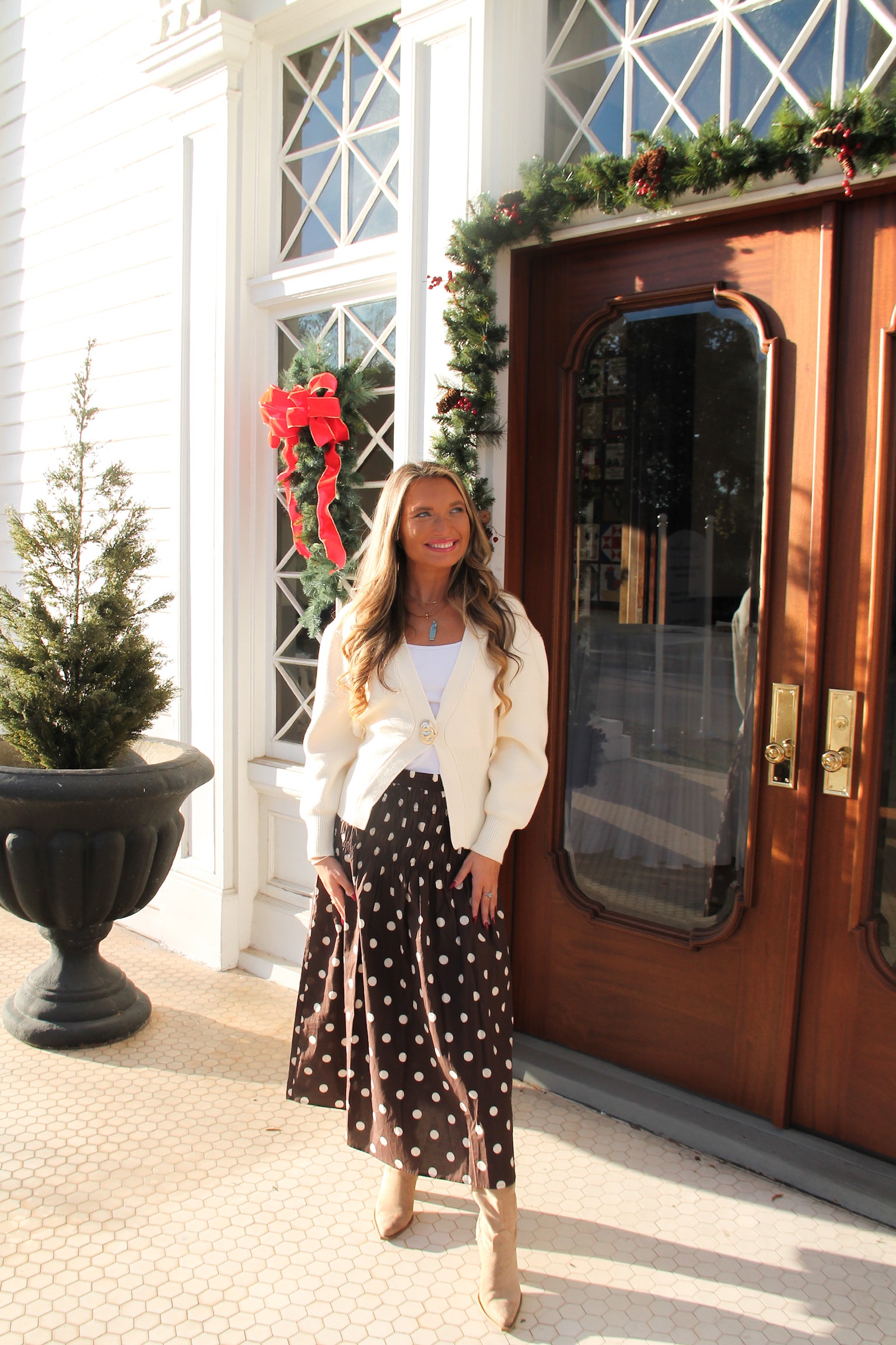 Hannah Gold Button Cardigan- Cream