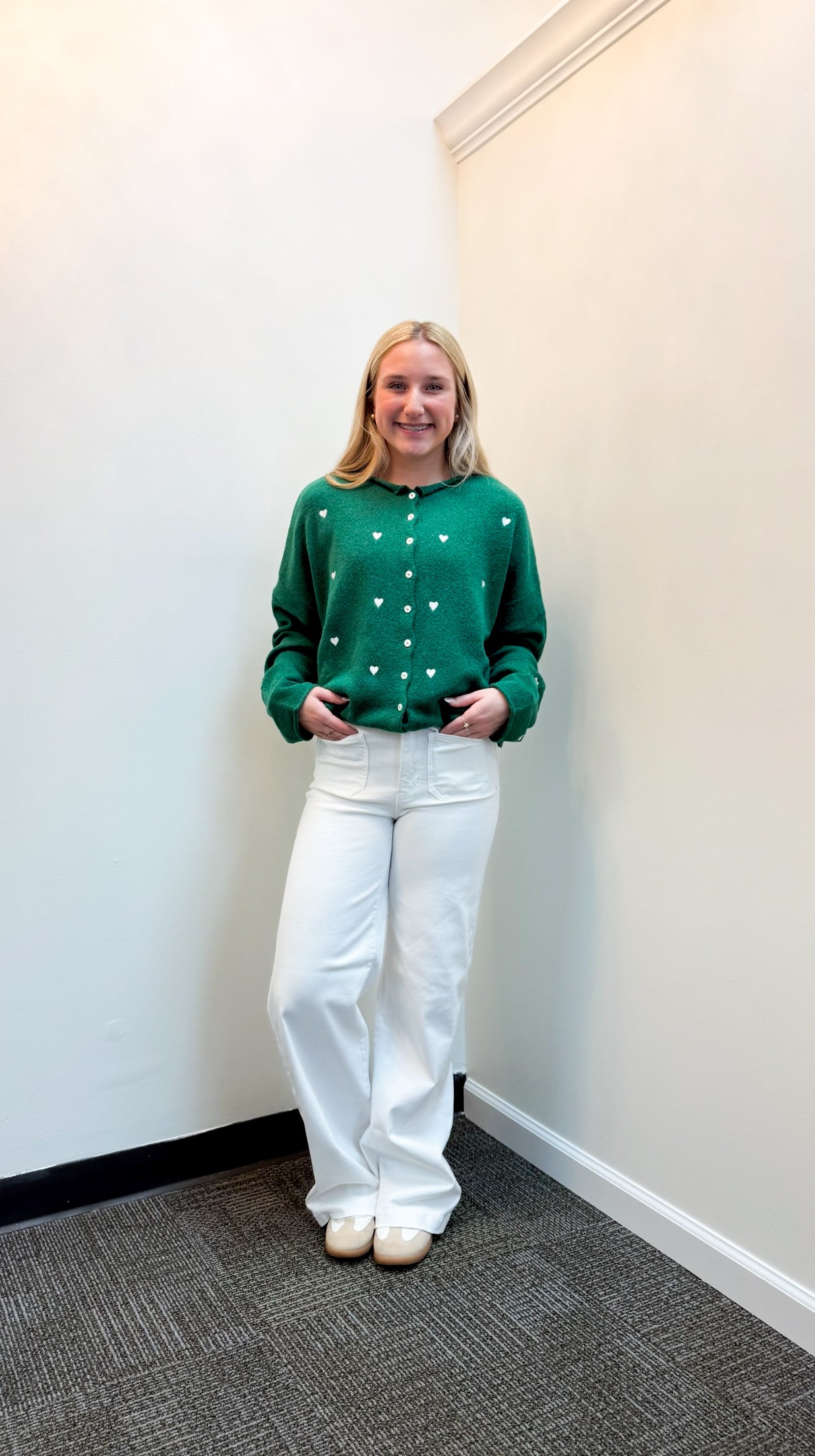 Kelly Green Heart Sweater