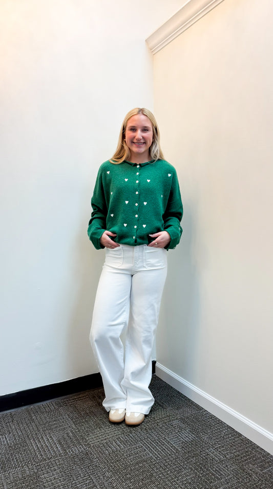 Kelly Green Heart Sweater