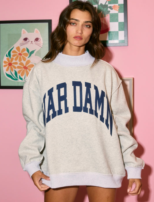 PREORDER -"Tigers" & "War Damn" Reversible Sweatshirt-Grey