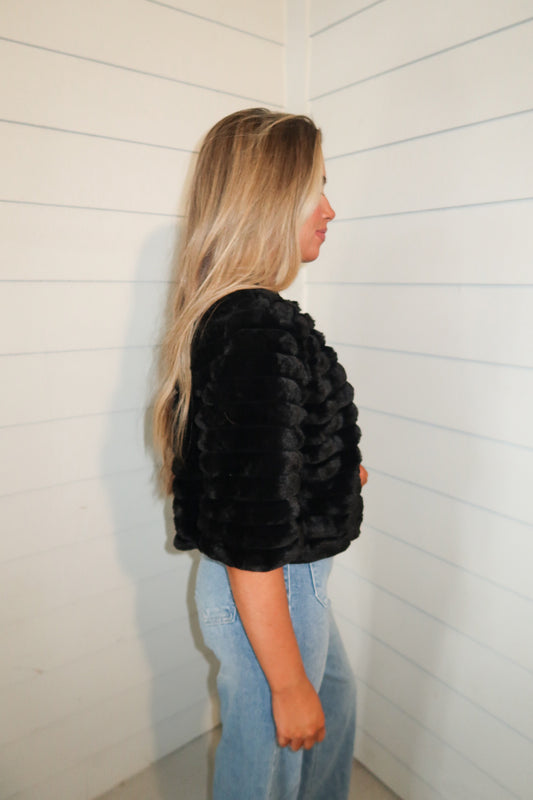 Half Sleeve Faux Fur Jacket