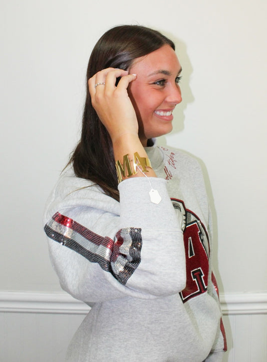 Alabama Mock Neck Sequin Stripe Sweatshirt