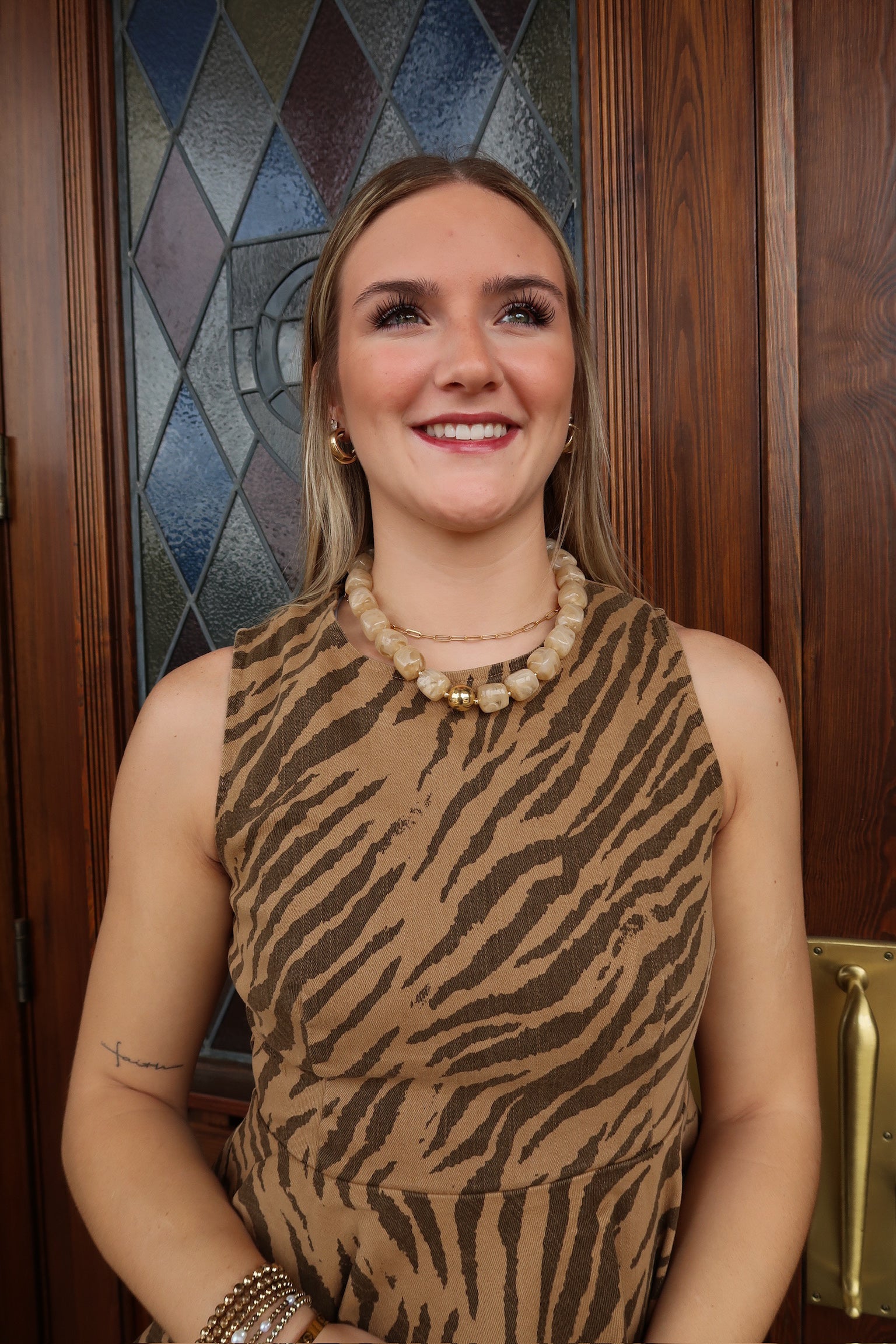 Zebra Striped Top-Brown