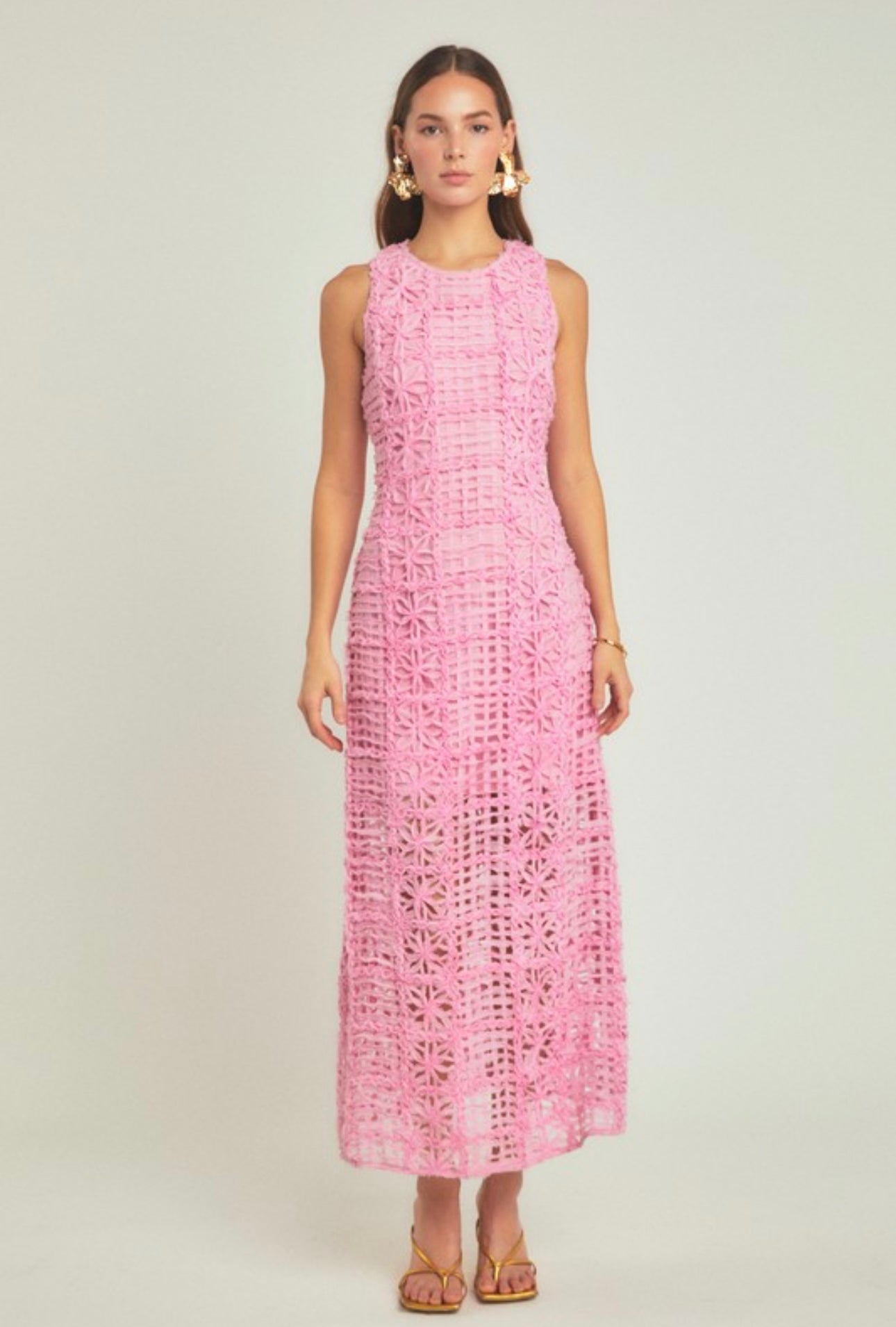 Textured Sleeveless Maxi Dress